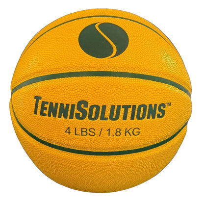 Yellow and green ball with 'Tennisolutions' branding on a white background
